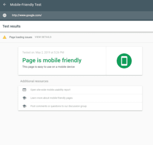 Google Mobile Friendly Test