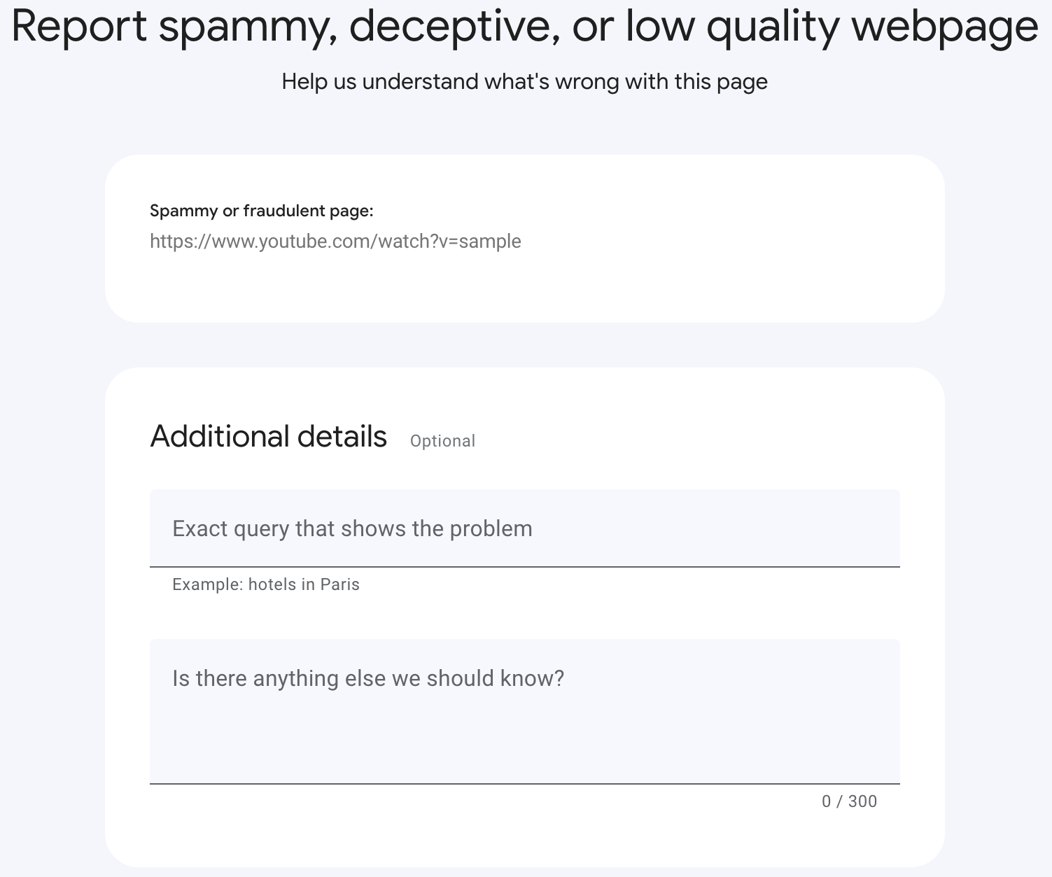 Google Spam Report Clarify